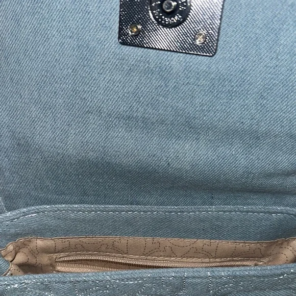 True Religion Light Blue Quilted Crossbody with Beige Logo Strap - Picture 2 of 8